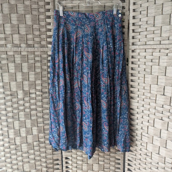 Liz Claiborne Dresses & Skirts - Vtg 90s Liz Claiborne Midi Skirt Blue Paisley Floral Rayon Sz 12 *NEEDS REPAIR
